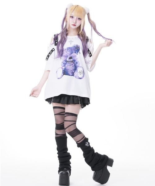 TRAVAS TOKYO(トラバス トウキョウ)の「『TRAVAS TOKYO/トラバス トーキョー』ベルト使いくまプリントTシャツ(Tシャツ/カットソー・レディース・ホワイト/ブラック・FREE)」の12枚目の写真
