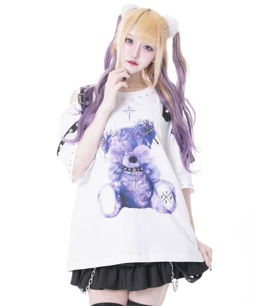 TRAVAS TOKYO(トラバス トウキョウ)の「『TRAVAS TOKYO/トラバス トーキョー』ベルト使いくまプリントTシャツ(Tシャツ/カットソー・レディース・ホワイト/ブラック・FREE)」の8枚目の写真