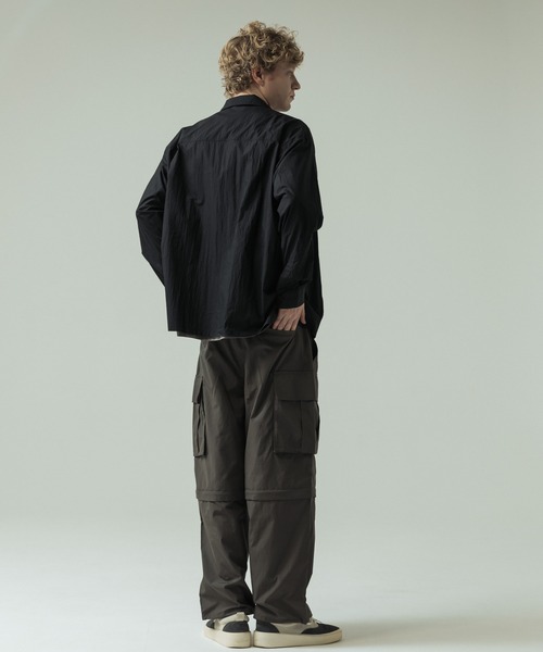 SLICK（スリック）の「【SLICK/スリック】Nylon Cotton Washer Shirt Jacket/ナイロンコットンワッシャーテーラーシャツジャケット（シャツ/ブラウス・メンズ・ブラック/グレイッシュベージュ・1/2/3）」の9枚目の写真