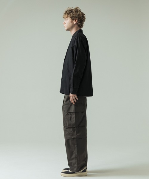 SLICK（スリック）の「【SLICK/スリック】Nylon Cotton Washer Shirt Jacket/ナイロンコットンワッシャーテーラーシャツジャケット（シャツ/ブラウス・メンズ・ブラック/グレイッシュベージュ・1/2/3）」の12枚目の写真