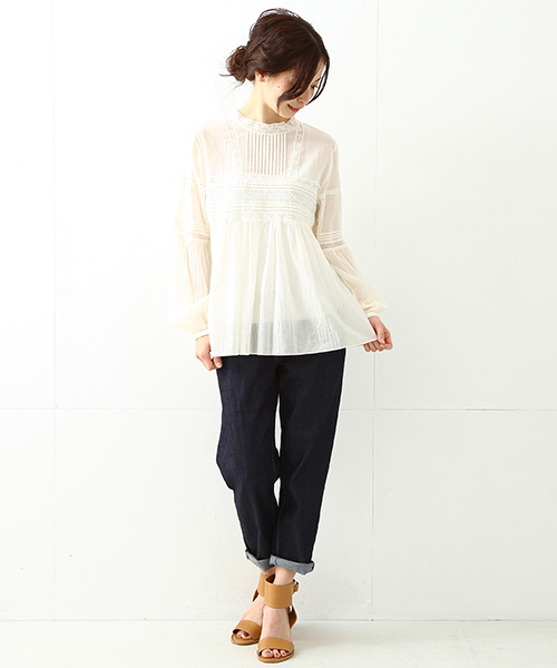 Demi-Luxe BEAMS（デミルクス ビームス）の「Demi-Luxe BEAMS / リバーレース スタンド プルオーバー（シャツ/ブラウス・レディース・ホワイト/ブラック・38/36）」の10枚目の写真