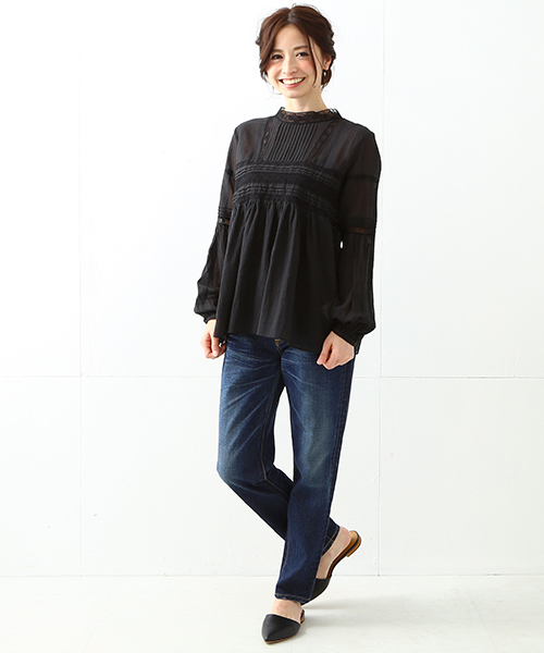 Demi-Luxe BEAMS（デミルクス ビームス）の「Demi-Luxe BEAMS / リバーレース スタンド プルオーバー（シャツ/ブラウス・レディース・ホワイト/ブラック・38/36）」の11枚目の写真