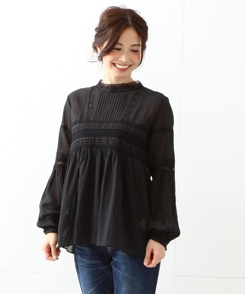 Demi-Luxe BEAMS（デミルクス ビームス）の「Demi-Luxe BEAMS / リバーレース スタンド プルオーバー（シャツ/ブラウス・レディース・ホワイト/ブラック・38/36）」の5枚目の写真