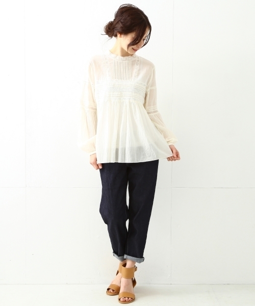 Demi-Luxe BEAMS（デミルクス ビームス）の「Demi-Luxe BEAMS / リバーレース スタンド プルオーバー（シャツ/ブラウス・レディース・ホワイト/ブラック・38/36）」の8枚目の写真