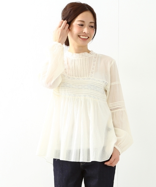 Demi-Luxe BEAMS（デミルクス ビームス）の「Demi-Luxe BEAMS / リバーレース スタンド プルオーバー（シャツ/ブラウス・レディース・ホワイト/ブラック・38/36）」の9枚目の写真