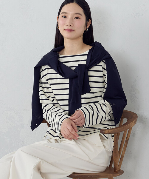 COMME CA ISM(コムサイズム)の「ボーダー ロンT(Tシャツ/カットソー・レディース・ネイビー×ホワイト/ホワイト×ネイビー・LARGE/MEDIUM)」の1枚目の写真