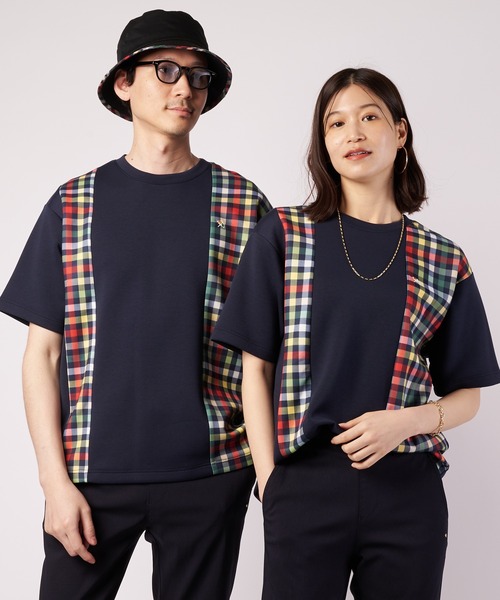 Arnold Palmer(アーノルドパーマー)の「シェア パーマーチェック ドッキング Tシャツ(Tシャツ/カットソー・レディース・アイボリー/ダークネイビー/ベージュ・S/M/LL/XS/L)」の3枚目の写真