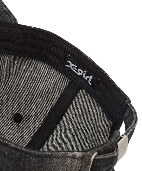 X-girl(エックスガール)の「RHINESTONE LOGO DENIM CAP(キャップ・レディース・ブラック/ライトインディゴブルー・ONE SIZE)」の17枚目の写真