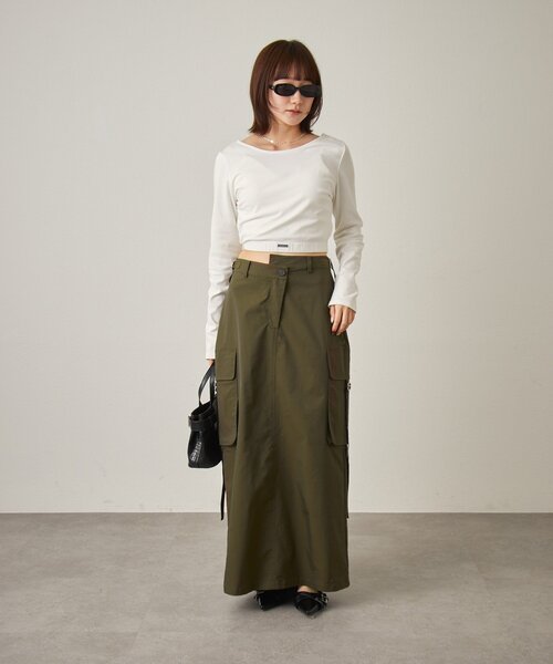 mline（エムライン）の「[mline]カーゴベルトスカート（スカート・レディース・カーキ/ブラック・2/1）」の16枚目の写真