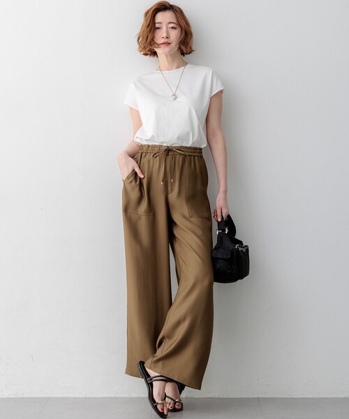 23区 S（ニジュウサンクチイサイサイズ）の「スビンハイツイスト フレンチスリーブ Tシャツ（Tシャツ/カットソー・レディース・ホワイト系/ライトオレンジ系/ブラック系/ネイビー系・32）」の7枚目の写真