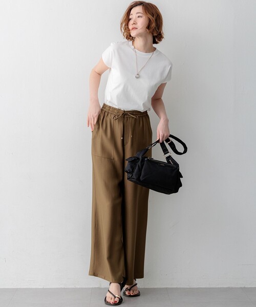 23区 S（ニジュウサンクチイサイサイズ）の「スビンハイツイスト フレンチスリーブ Tシャツ（Tシャツ/カットソー・レディース・ホワイト系/ライトオレンジ系/ブラック系/ネイビー系・32）」の8枚目の写真