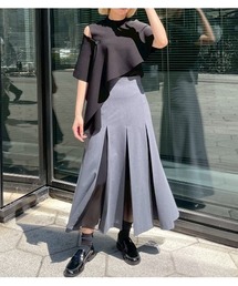 LE CIEL BLEU（ルシェルブルー）の「プリーテッドスカートwシアーディティール   Pleated Skirt w Sheer Detail（スカート）」