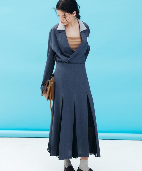 LE CIEL BLEU(ルシェルブルー)の「プリーテッドスカートwシアーディティール / Pleated Skirt w/Sheer Detail(スカート・レディース・ブラック/グレー・34/36/38)」の13枚目の写真