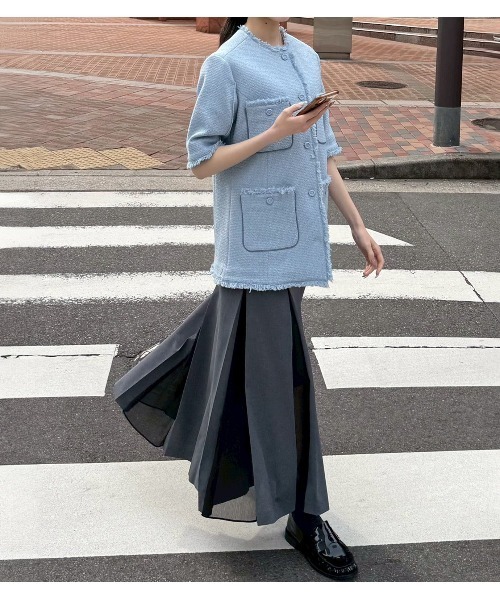 LE CIEL BLEU(ルシェルブルー)の「プリーテッドスカートwシアーディティール / Pleated Skirt w/Sheer Detail(スカート・レディース・ブラック/グレー・34/36/38)」の22枚目の写真