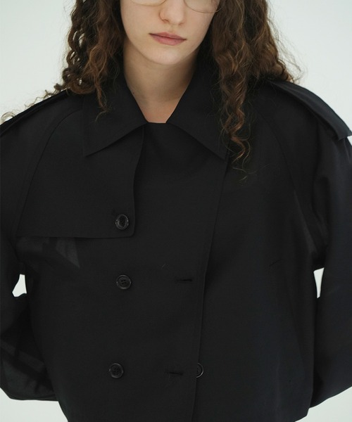 CLANE（クラネ）の「SHEER SHORT TRENCH JACKET（トレンチコート・レディース・アイボリー/ブラック・1）」の13枚目の写真