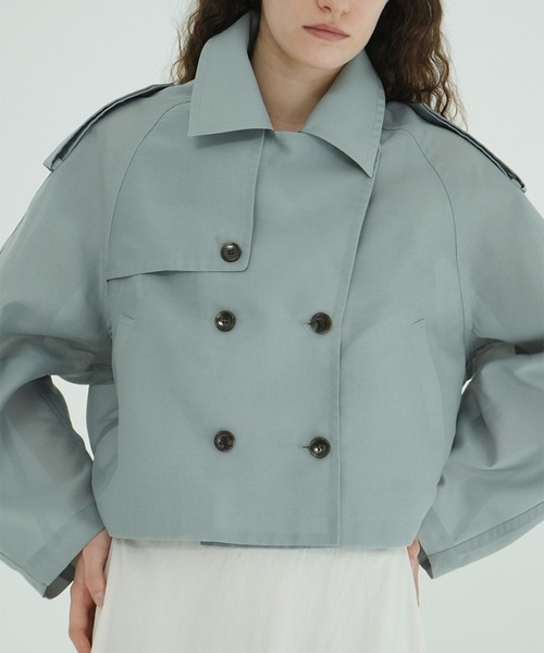 CLANE（クラネ）の「SHEER SHORT TRENCH JACKET（トレンチコート・レディース・アイボリー/ブラック・1）」の20枚目の写真