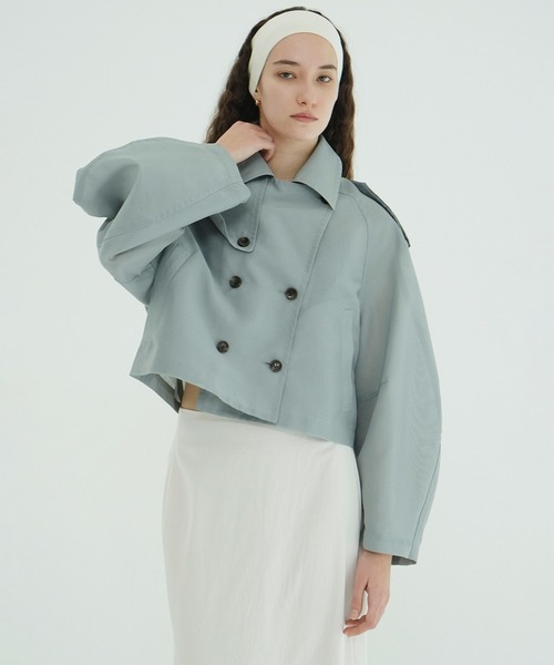 CLANE（クラネ）の「SHEER SHORT TRENCH JACKET（トレンチコート・レディース・アイボリー/ブラック・1）」の21枚目の写真