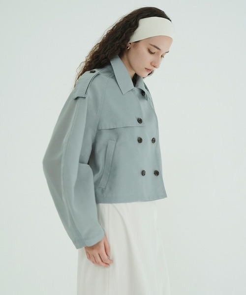 CLANE（クラネ）の「SHEER SHORT TRENCH JACKET（トレンチコート・レディース・アイボリー/ブラック・1）」の22枚目の写真