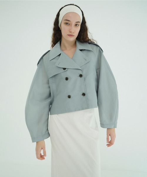 CLANE（クラネ）の「SHEER SHORT TRENCH JACKET（トレンチコート・レディース・アイボリー/ブラック・1）」の17枚目の写真