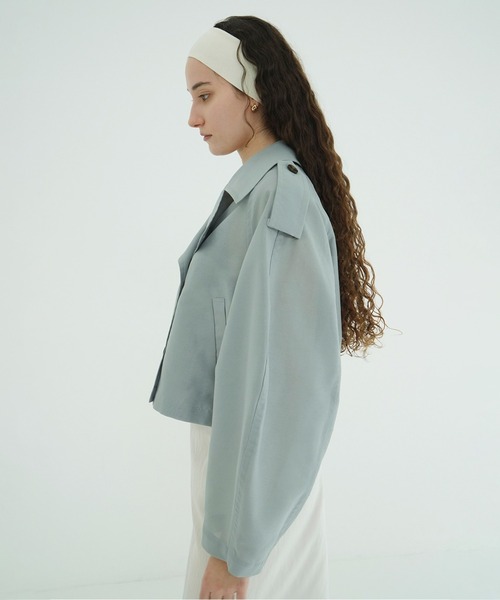 CLANE（クラネ）の「SHEER SHORT TRENCH JACKET（トレンチコート・レディース・アイボリー/ブラック・1）」の18枚目の写真