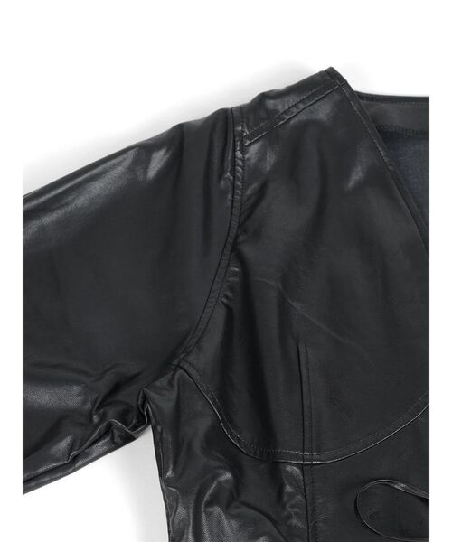 :ETHROF(イーサオブ)の「FAUX LEATHER RIBBON DETAIL BLOUSE(シャツ/ブラウス・レディース・ブラック・MEDIUM)」の15枚目の写真