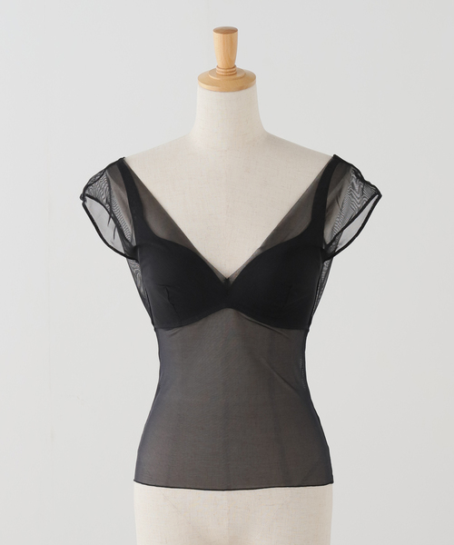 IENA（イエナ）の「NICENICE MOMENT/ナイスナイスモーメント MESH FRENCH TOP N3-26S-030（その他トップス・レディース・ブラック/ベージュ・X-SMALL/SMALL）」の2枚目の写真