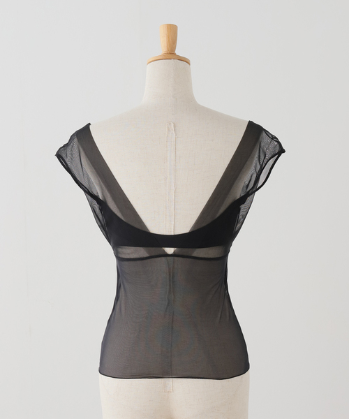 IENA（イエナ）の「NICENICE MOMENT/ナイスナイスモーメント MESH FRENCH TOP N3-26S-030（その他トップス・レディース・ブラック/ベージュ・X-SMALL/SMALL）」の4枚目の写真
