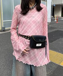 CIAOPANIC（チャオパニック）の「バイヤスチェックシアーチュニックトップス（Tシャツ/カットソー）」