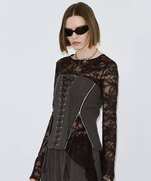 JOSE MOON(ジョゼムーン)の「LACEUP SWEAT BUSTIER/レースアップスウェットビスチェ(その他トップス・レディース・ブラック/グレー/ブラウン・38/36)」の18枚目の写真