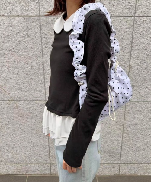 mebole(メボレ)の「Round Collar Frill Top(Tシャツ/カットソー・レディース・ブラック/ホワイト・FREE)」の17枚目の写真
