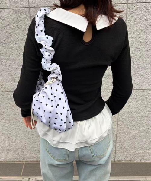mebole(メボレ)の「Round Collar Frill Top(Tシャツ/カットソー・レディース・ブラック/ホワイト・FREE)」の16枚目の写真