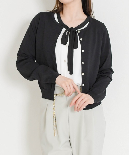 MISCH MASCH(ミッシュマッシュ)の「2026春夏新作 ベーシックビジュー釦カーディガン(カーディガン/ボレロ・レディース・グリーン/レッド/ホワイト/ブラック/ブルー・フリ-)」の11枚目の写真