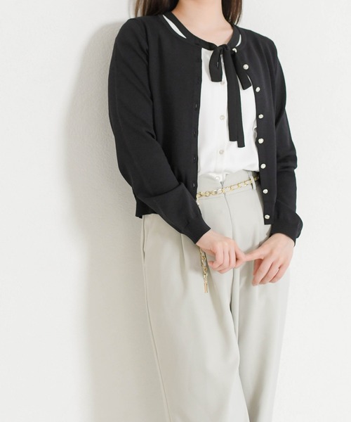 MISCH MASCH(ミッシュマッシュ)の「2026春夏新作 ベーシックビジュー釦カーディガン(カーディガン/ボレロ・レディース・グリーン/レッド/ホワイト/ブラック/ブルー・フリ-)」の13枚目の写真