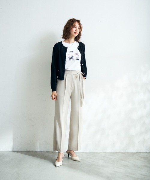 MISCH MASCH（ミッシュマッシュ）の「2026春夏新作 ベーシックビジュー釦カーディガン（カーディガン/ボレロ・レディース・グリーン/レッド/ホワイト/ブラック/ブルー・ﾌﾘ-）」の10枚目の写真