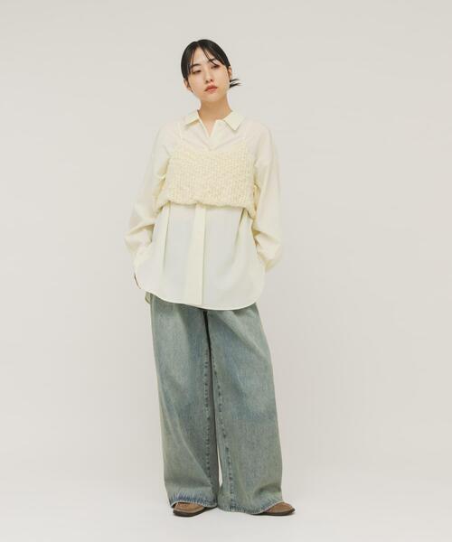 KBF（ケイビーエフ）の「オーバーサイズミニマルシャツ（シャツ/ブラウス・レディース・ダークブラウン/グリーン系その他/アイボリー・ONE）」の6枚目の写真