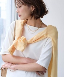 nissen | UVカット綿100%フライス素材ボートネック5分袖Tシャツ<大きいサイズ有>(Tシャツ/カットソー)