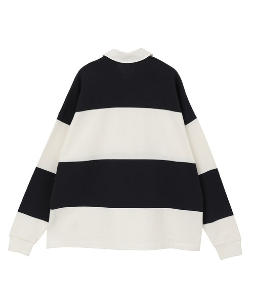 シャツ/ブラウス(長袖/七分) clane DEEP NECK WIDE RUGBY SHIRT CLANE - ディープ ネック ワイド ラグビーシャツ - DEEP NECK WIDE