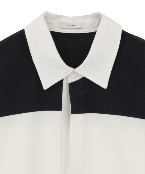 CLANE/クラネ】DEEP NECK WIDE RUGBY SHIRTS/ディープネックワイド
