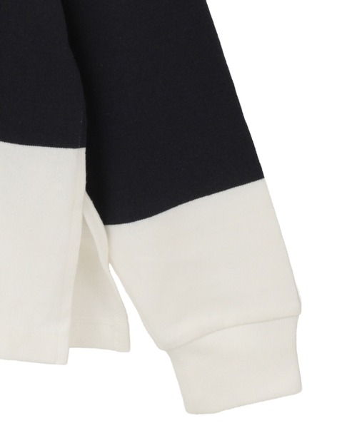 CLANE（クラネ）の「【CLANE/クラネ】DEEP NECK WIDE RUGBY SHIRTS/ディープネックワイドラグビーシャツ（シャツ/ブラウス・レディース・ネイビー/グレー・1）」の7枚目の写真