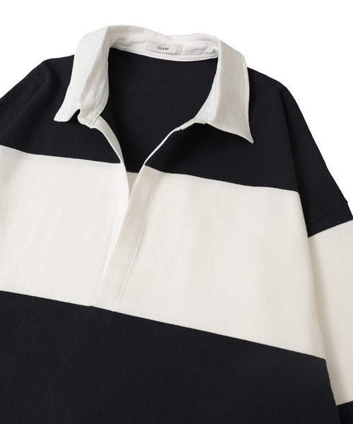 CLANE/クラネ】DEEP NECK WIDE RUGBY SHIRTS/ディープネックワイド