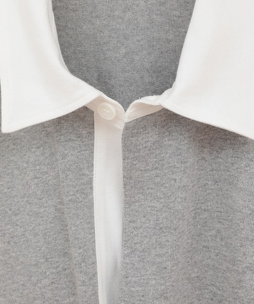 CLANE（クラネ）の「【CLANE/クラネ】DEEP NECK WIDE RUGBY SHIRTS/ディープネックワイドラグビーシャツ（シャツ/ブラウス・レディース・ネイビー/グレー・1）」の12枚目の写真