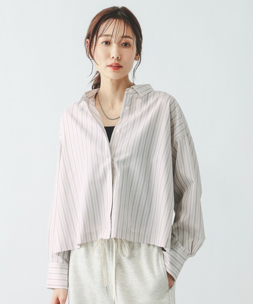 GLOBAL WORK（グローバルワーク）の「365日マイスタイルクロップドシャツ/655897（シャツ/ブラウス・レディース・ライトブルー/サックスブルー/グレイッシュベージュ/ライトイエロー・MEDIUM/LARGE）」の19枚目の写真