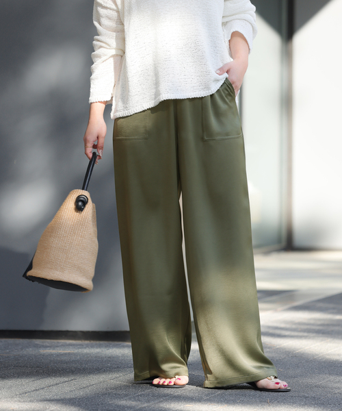 JOURNAL STANDARD relume（ジャーナルスタンダード　レリューム）の「《追加2》サテンベイカーパンツ（その他パンツ・レディース・ブラック系その他/カーキ/ベージュ・38/36）」の3枚目の写真