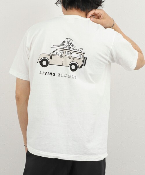 NOLLEY’S（ノーリーズ）の「別注 SLOWLY WAGON バックプリントTシャツ 26SS（Tシャツ/カットソー・メンズ・ミント/ホワイト/ライトグレー・S/M/L）」の2枚目の写真