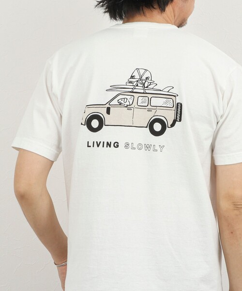 NOLLEY’S（ノーリーズ）の「別注 SLOWLY WAGON バックプリントTシャツ 26SS（Tシャツ/カットソー・メンズ・ミント/ホワイト/ライトグレー・S/M/L）」の4枚目の写真