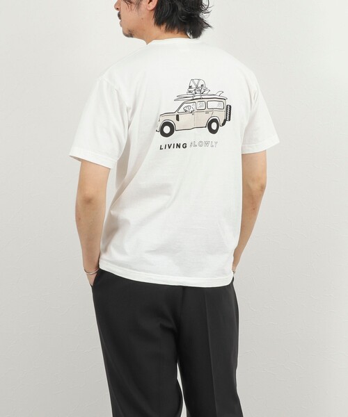 NOLLEY’S（ノーリーズ）の「別注 SLOWLY WAGON バックプリントTシャツ 26SS（Tシャツ/カットソー・メンズ・ミント/ホワイト/ライトグレー・S/M/L）」の5枚目の写真