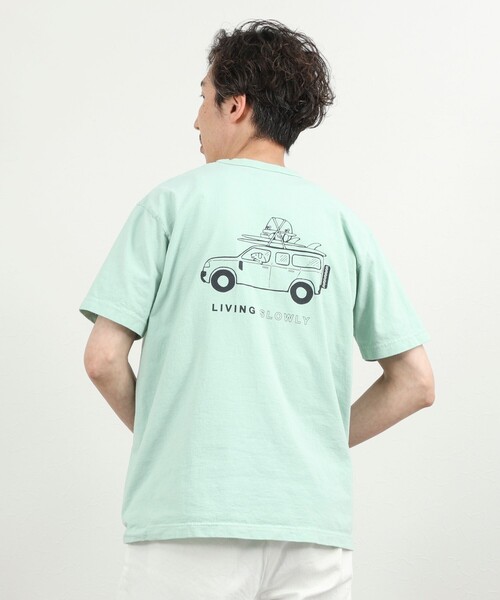 NOLLEY’S（ノーリーズ）の「別注 SLOWLY WAGON バックプリントTシャツ 26SS（Tシャツ/カットソー・メンズ・ミント/ホワイト/ライトグレー・S/M/L）」の20枚目の写真