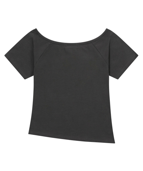 MUCENT(ムセント)の「グリント ワンショルダー キュービックポイント アンバランス 半袖Tシャツ(Tシャツ/カットソー・レディース・チャコール・FREE)」の2枚目の写真