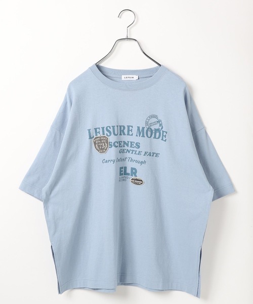 LEPSIM(レプシィム)の「ポイントワッペンプリントTSS 666472(Tシャツ/カットソー・レディース・ライトブルー/オフホワイト/チャコールグレー・FREE)」の2枚目の写真