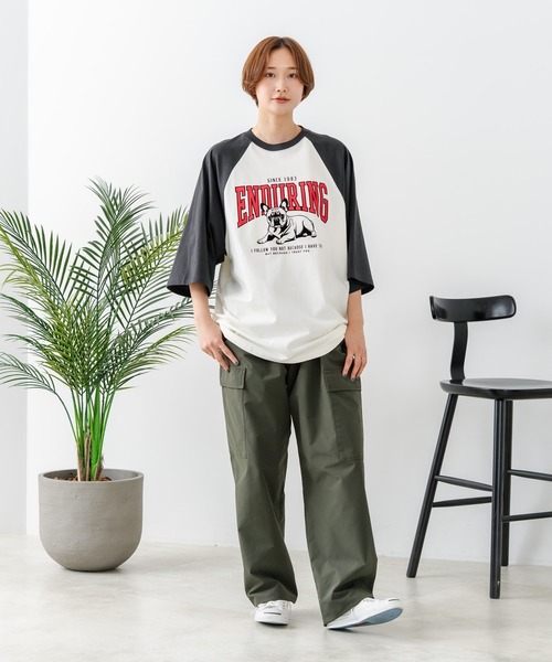 fort point(フォーポイント)の「【C-FORT POINT/フォートポイント】フレンチブルドッグプリント ラグランT 犬好き フレブル アニマル グラフィック バイカラー 配色 古着女子 ストリート(Tシャツ/カットソー・レディース・アイボリー/ブラウン/チャコールグレー/杢グレー・FREE)」の20枚目の写真